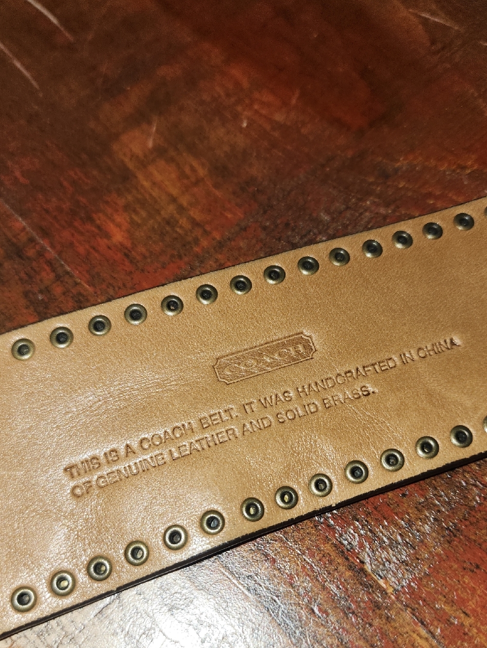 COACH Vintage Studded Tan Leather 2" Belt Antique Solid Brass Buckle Women Small - Picture 7 of 16